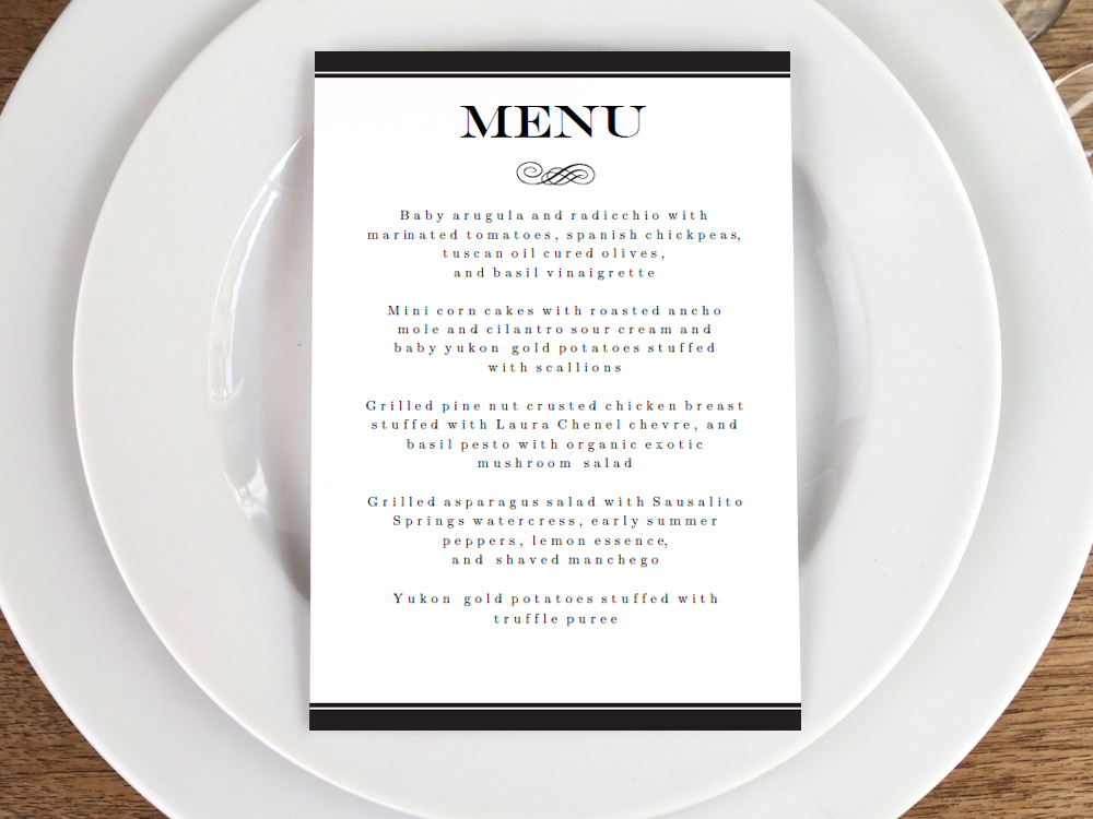 Wedding Menu Template Black Stripe