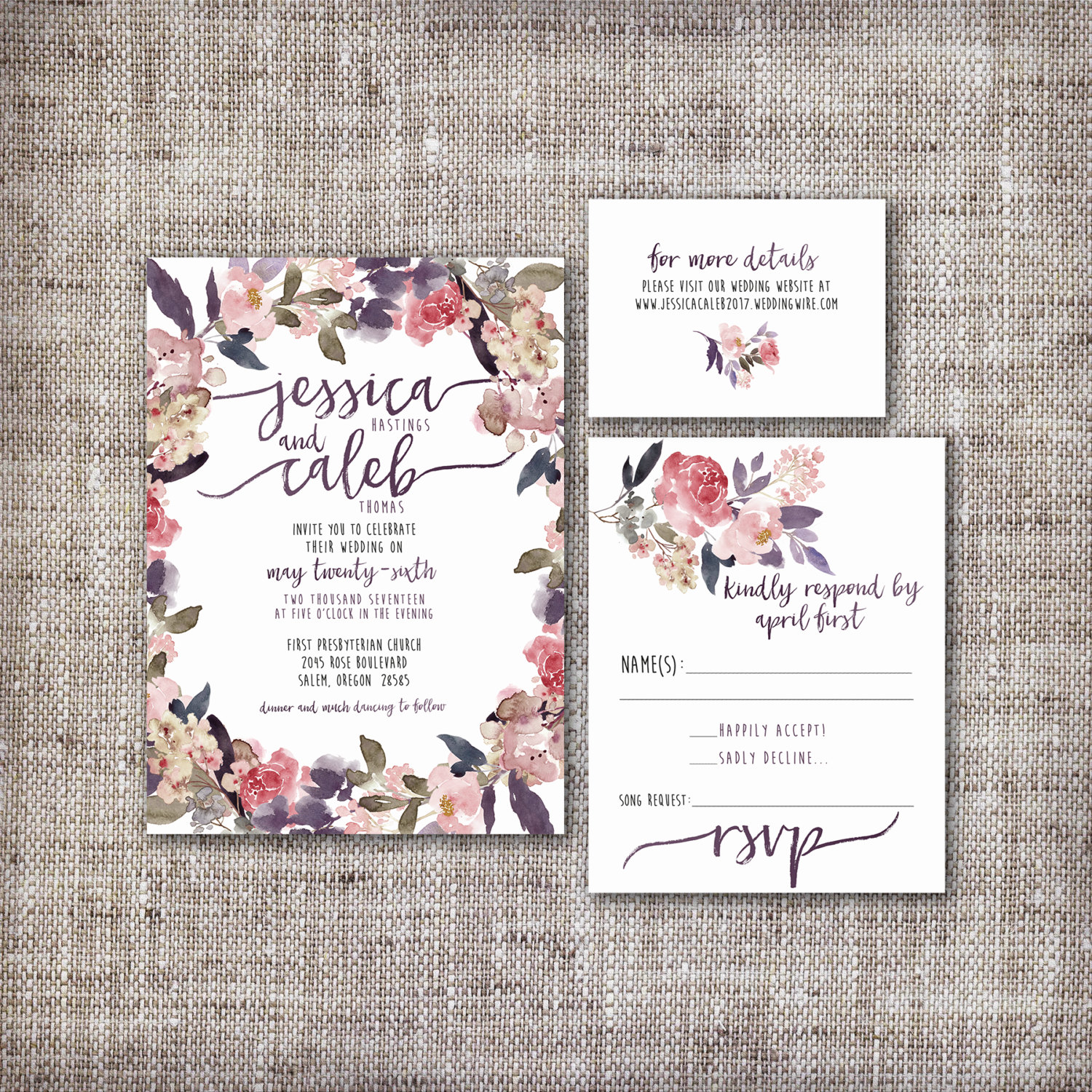 Romantic Garden Wedding Invitation Suite DEPOSIT - DIY, Rustic, Chic ...