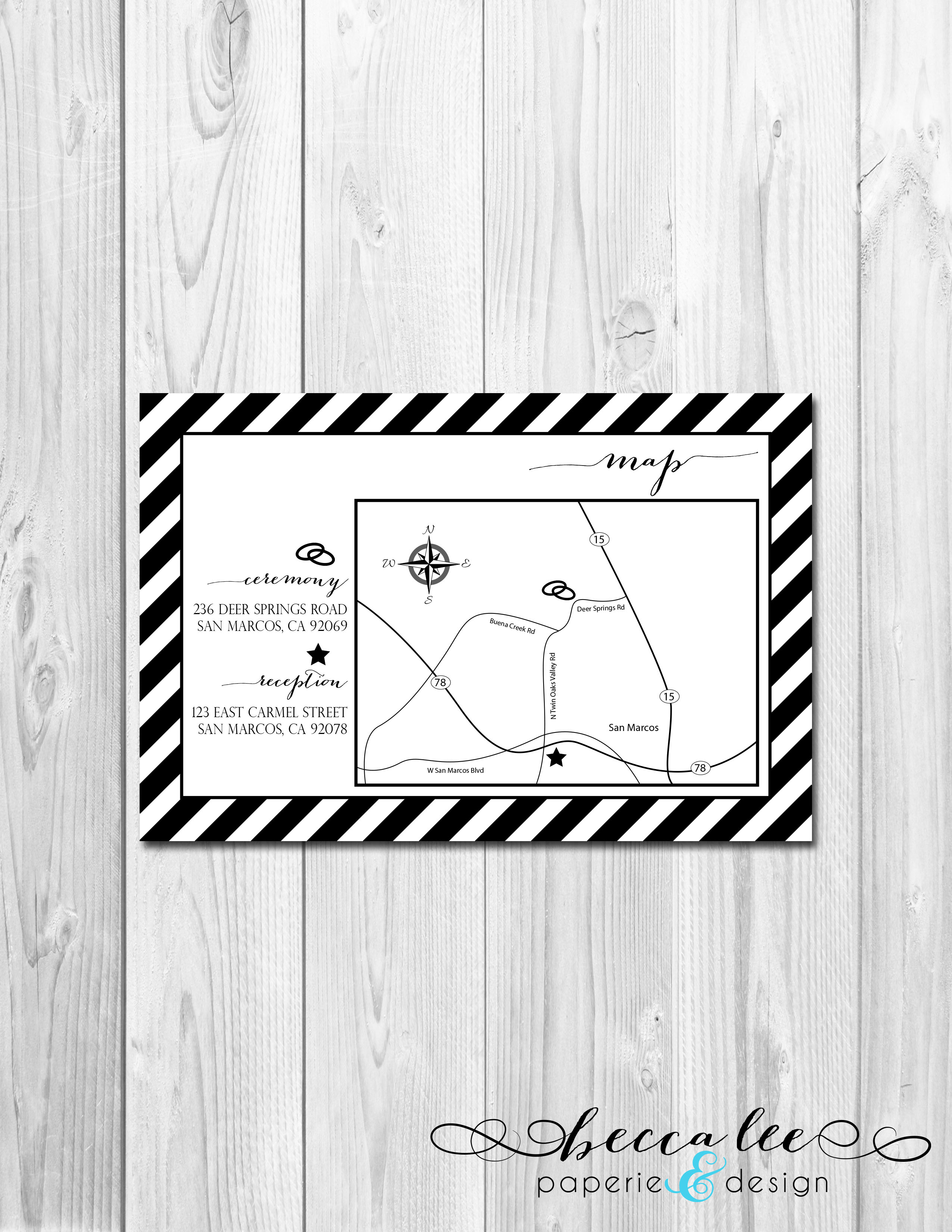 Reception Maps Display Wedding/Reception Map - Classic Stripe