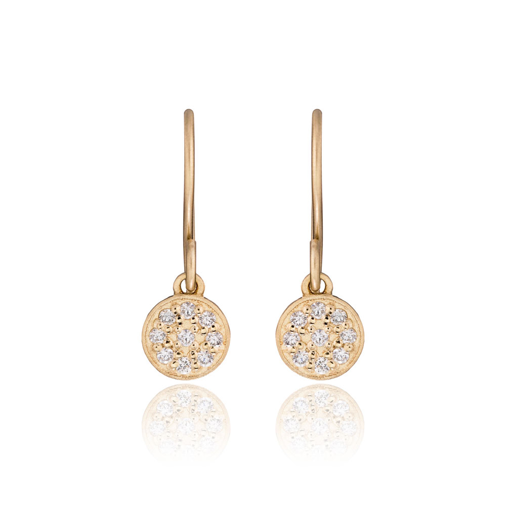 14K Gold Pavé Diamond Circle Earrings