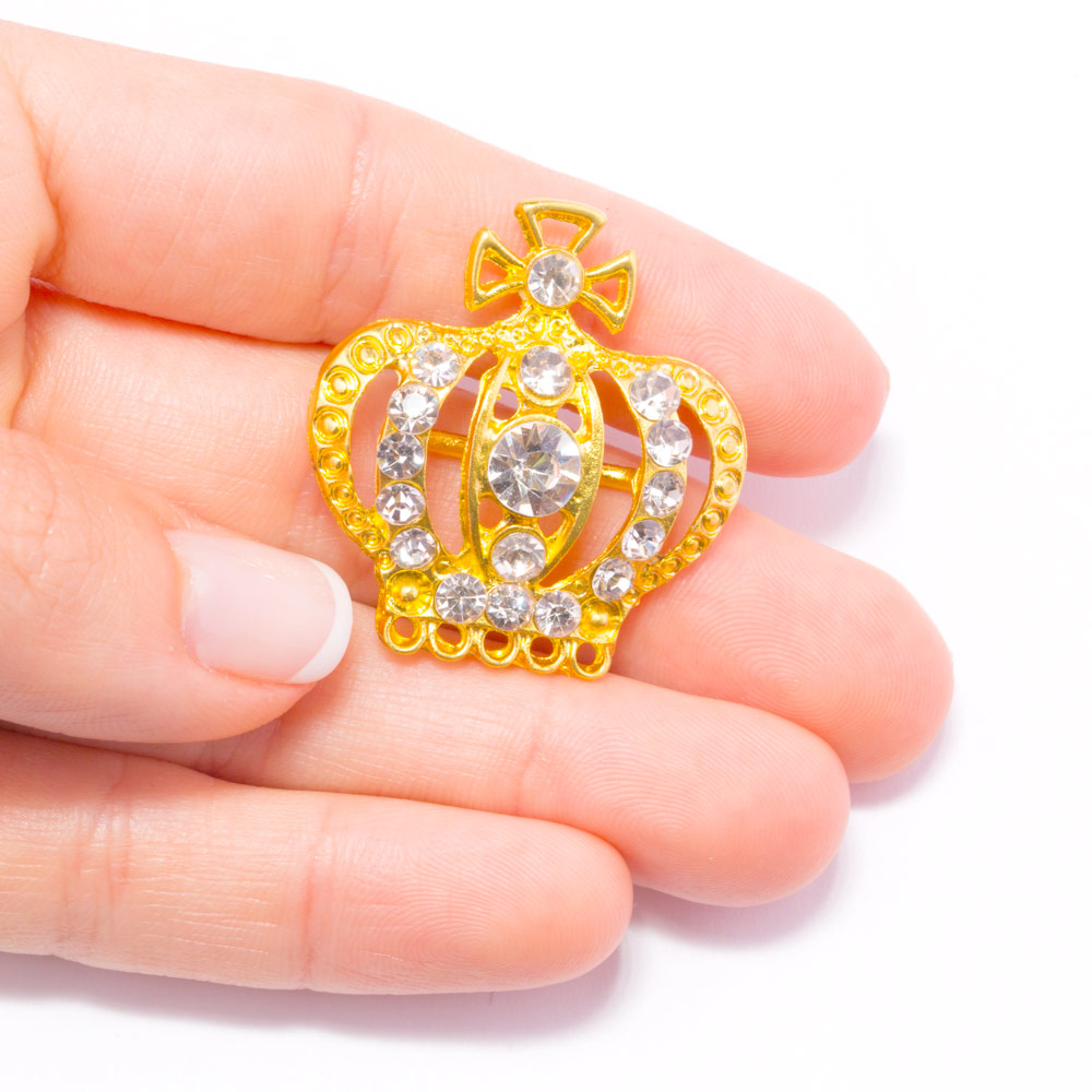 LARGE GOLD CROWN RIBBON SLIDE BUCKLE 328 G