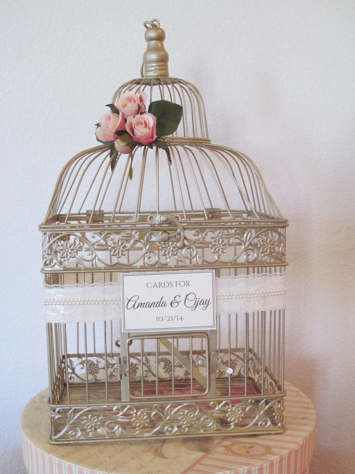 Vintage Shabby Chic Birdcage Card Holder