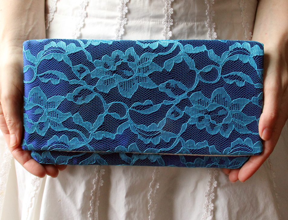 blue bridesmaid clutch