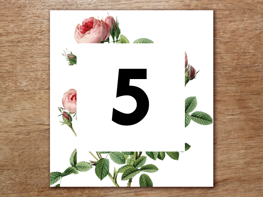 Printable Table Number - Vintage Roses