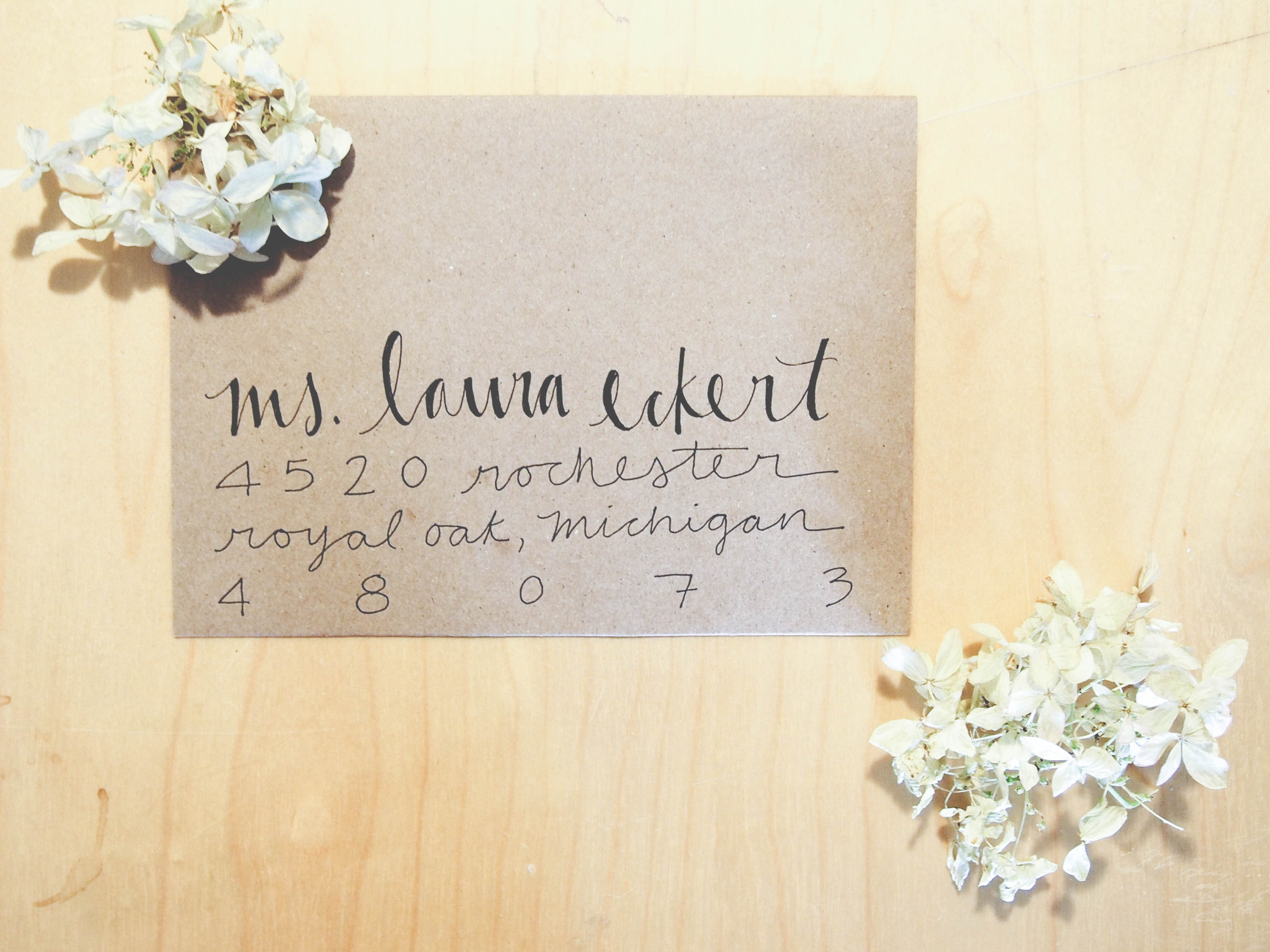 Black on Kraft Paper Envelope Addressing