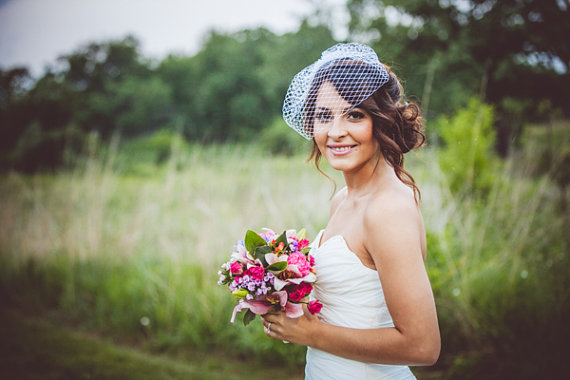 birdcage veil in white