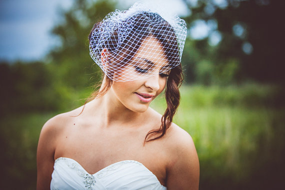 birdcage veil in white