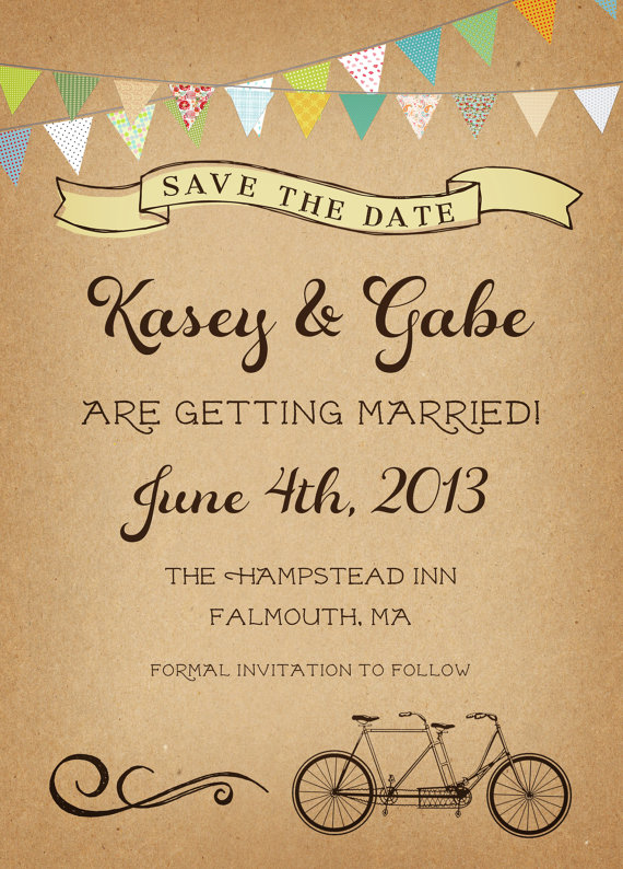 Bunting Save the Date (by In Or Out Media via EmmalineBride.com - The Marketplace) #handmade #wedding