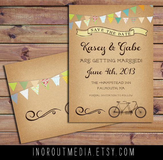 Bunting Save the Date (by In Or Out Media via EmmalineBride.com - The Marketplace) #handmade #wedding