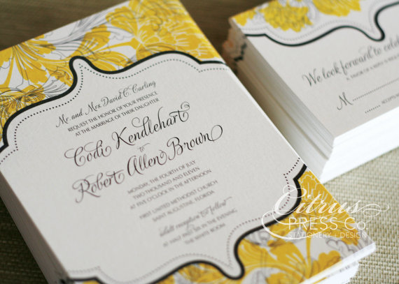 vintage floral damask wedding invitations