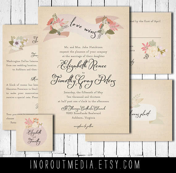 Rustic Shabby Chic Wedding Invitation suite