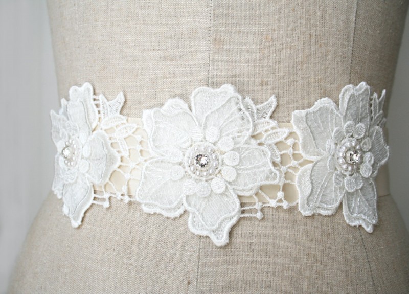 Lace Flower Dress Sash | by Laura Stark | http://emmalinebride.com/marketplace/lace-flower-dress-sash/