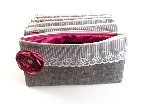 grey clutch purse with lace (by Penny Royalty Clutches)