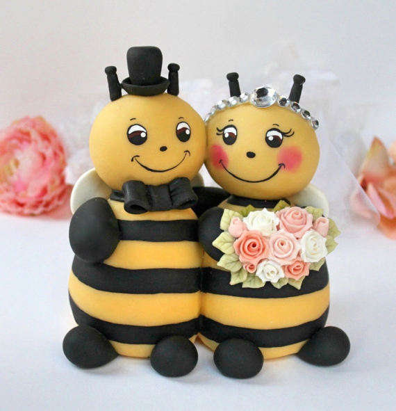 Bee Cake Topper Bumble Bee Cake Topper Wedding Cake Topper Hand