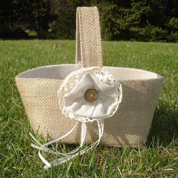 Burlap Flower Girl Basket