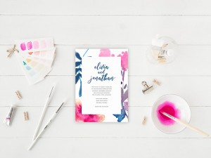 Watercolor Calligraphy Wedding Invitation Suite Deposit Diy