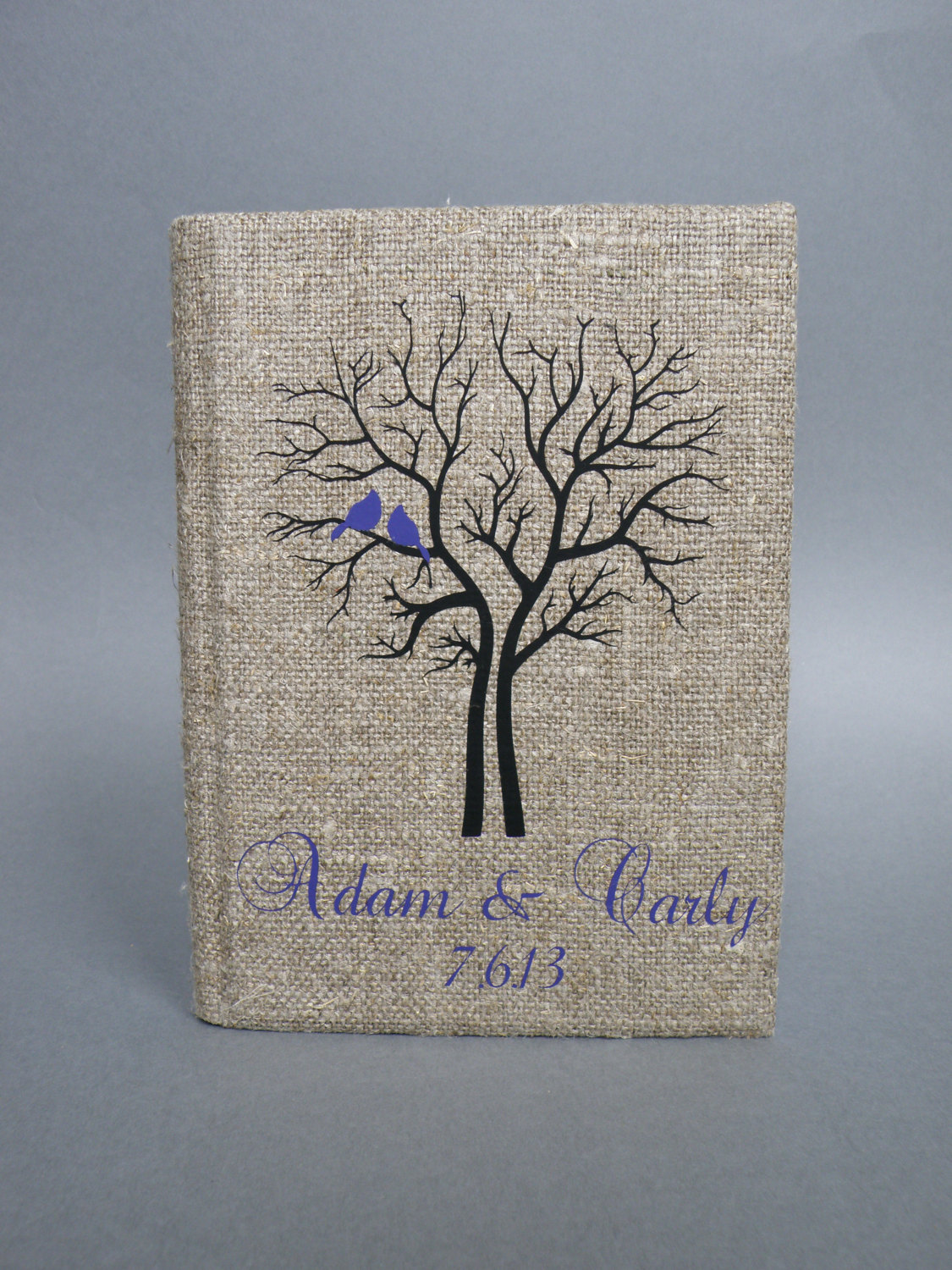 Wedding rustic guest book burlap Linen Wedding guest book Bridal shower ...