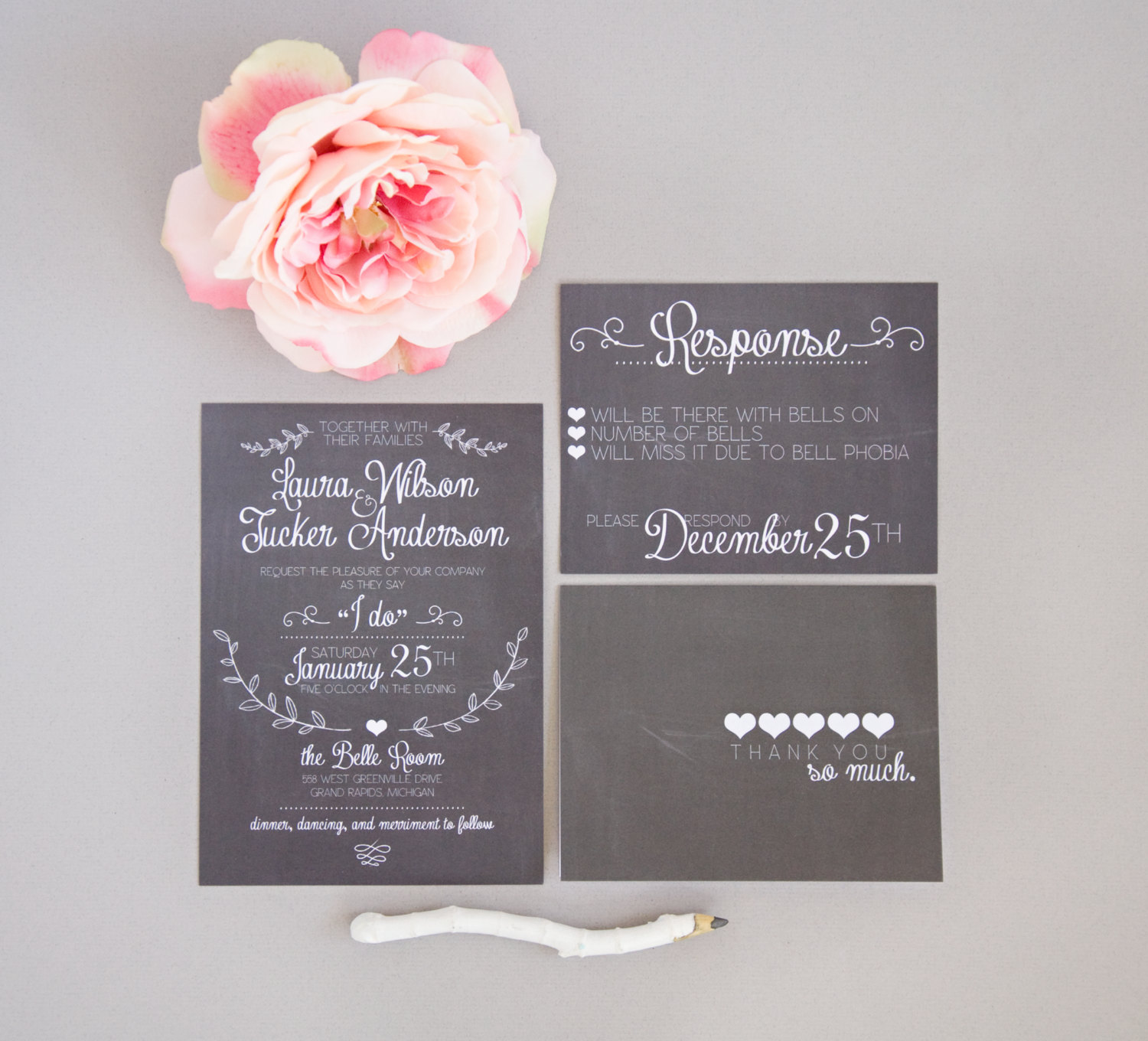 Chalkboard Wedding Invitation Suite Set