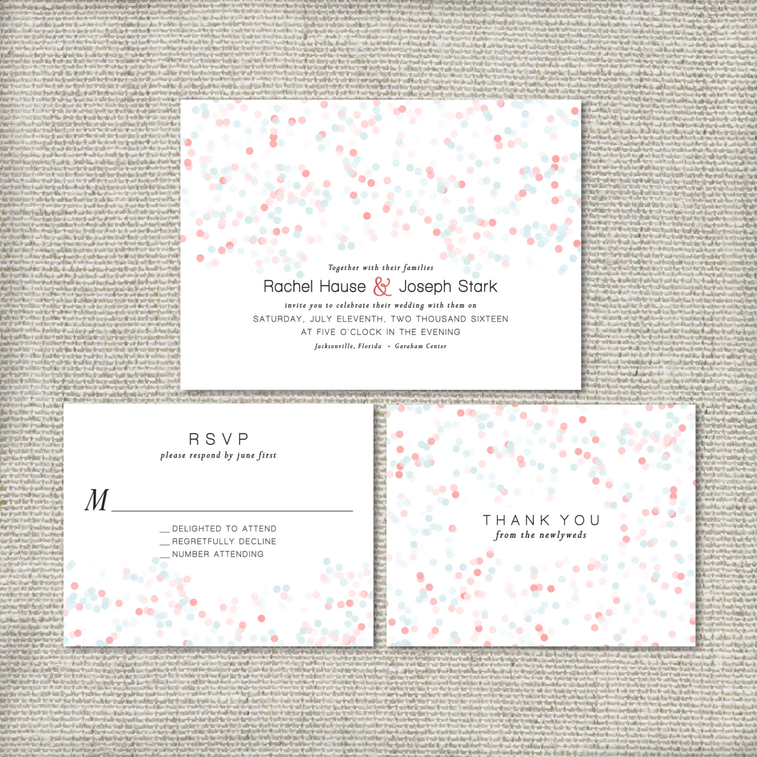 Confetti Wedding Invitation Suite