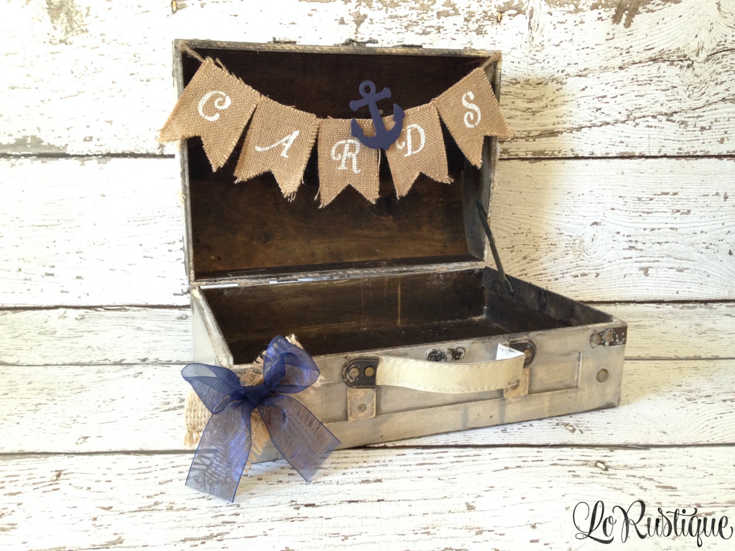 Nautical Wedding Card Box, Burlap Banner