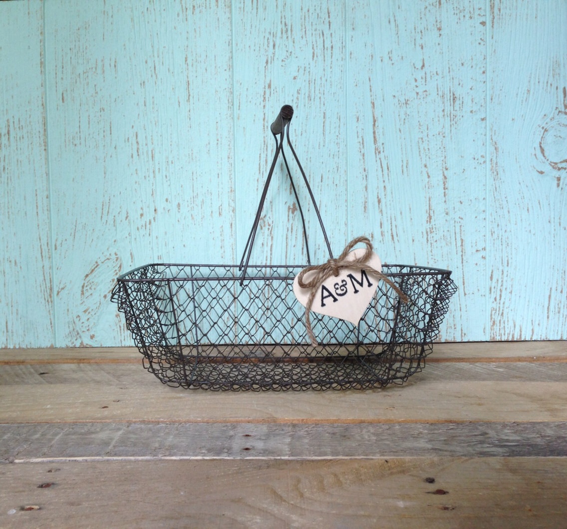 Wire Wedding Basket, Wire Card holder, Rustic Wedding, Personalized
