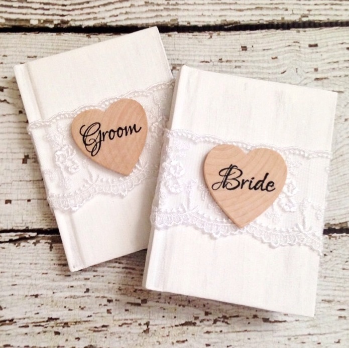 Rustic Wedding Vow Books Set Of 2 Bride And Groom Vow Books