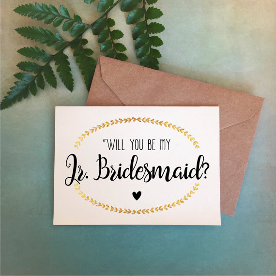 jr. bridesmaid, bridesmaid proposal, card, proposal card, gold, maid of ...
