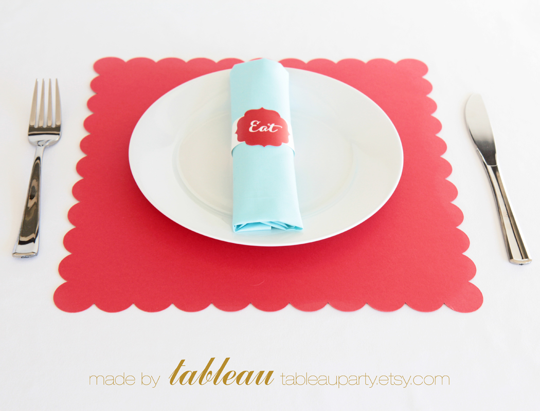 Custom Color Paper Place Mats in Square Scallop Style