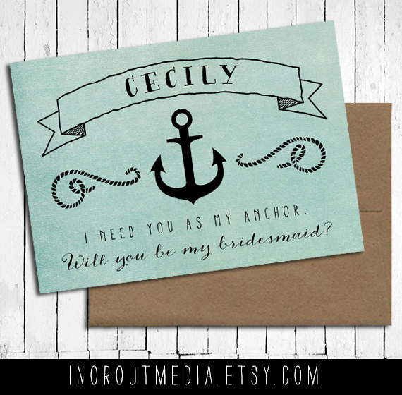 Nautical Be My Bridesmaid Card (by In Or Out Media via EmmalineBride.com - The Marketplace) #handmade #wedding #bridesmaids
