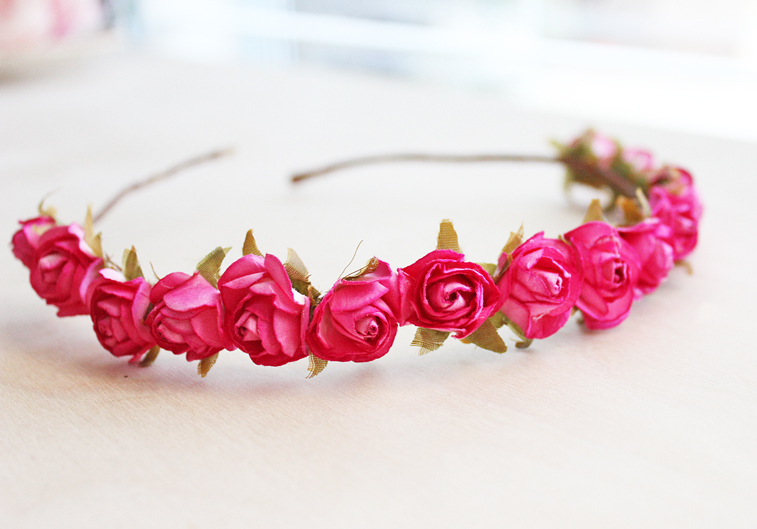 Fuschia Paper Flower Hair Crown
