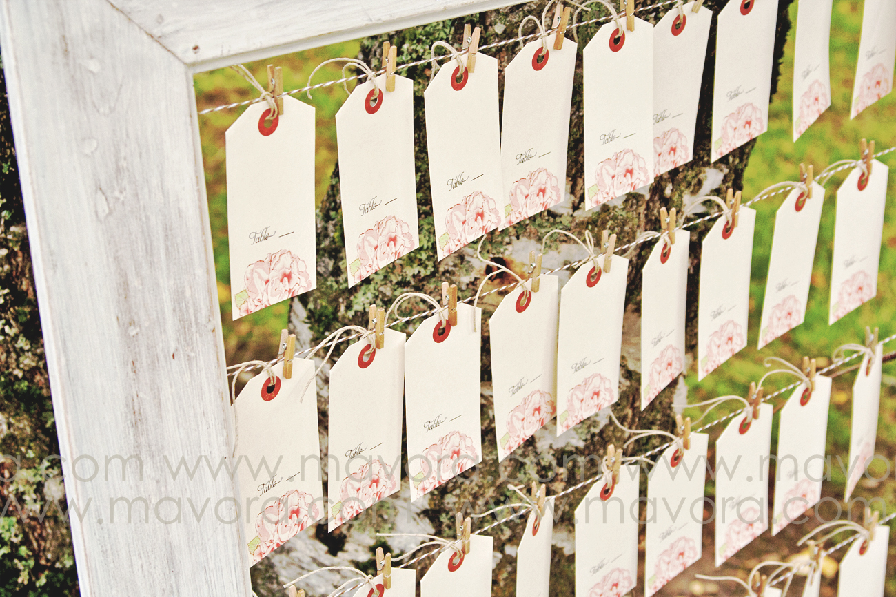 Framed Peony Tag Seating Chart