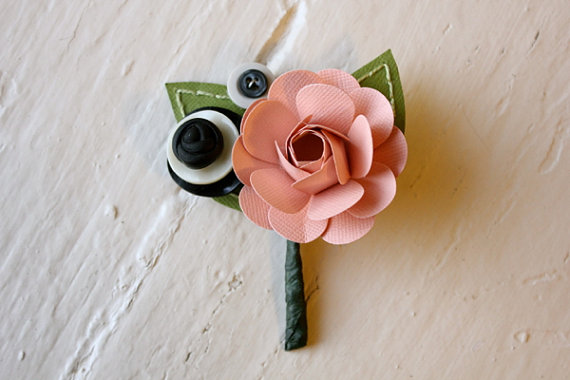 pink paper boutonniere