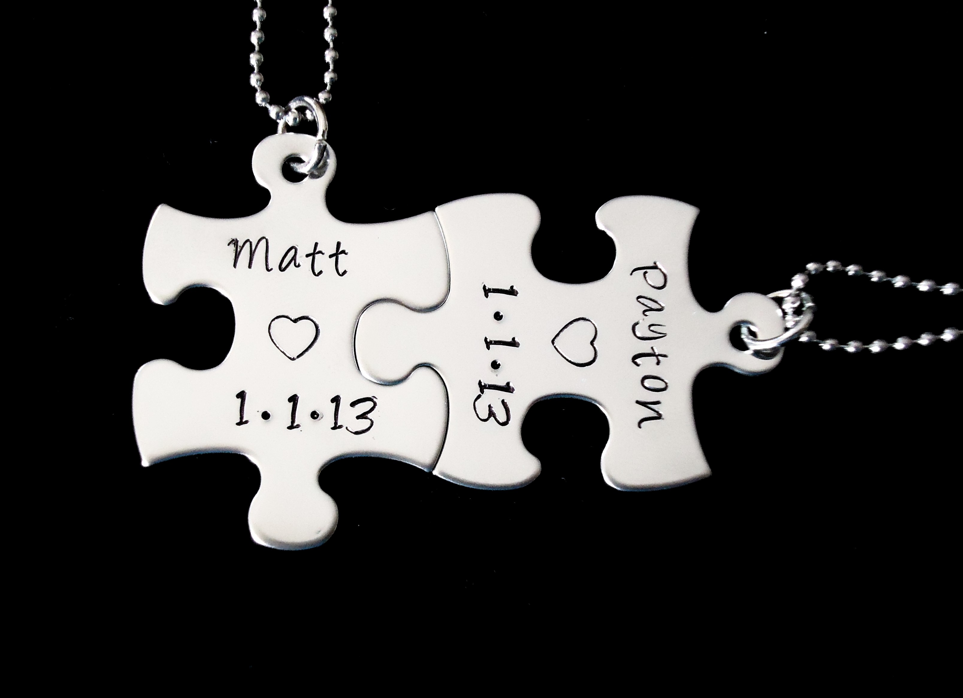 couple set puzzle piece necklaces