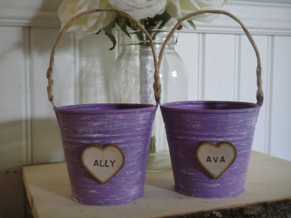 shabby chic flower girl pail