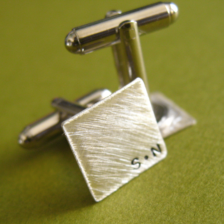 Personalized Monogram Brushed Sterling Cuff Links