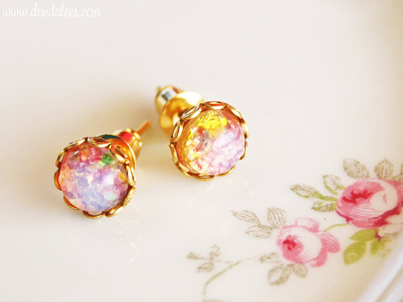 Vintage Pink Opal Earrings (by Dondalee's via EmmalineBride.com - The Marketplace) #handmade #earrings