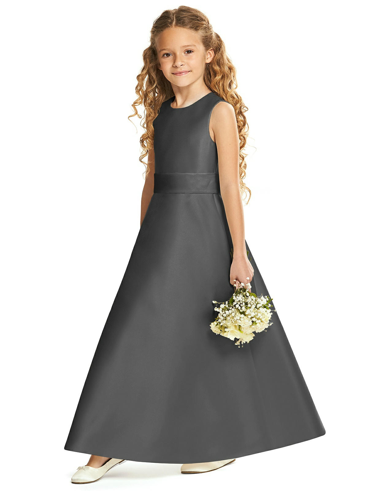 pewter flower girl dresses