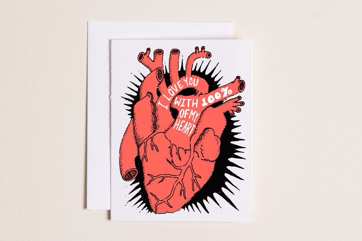 100 percent of my heart by sparkvites - via funny valentine cards etsy from EmmalineBride.com
