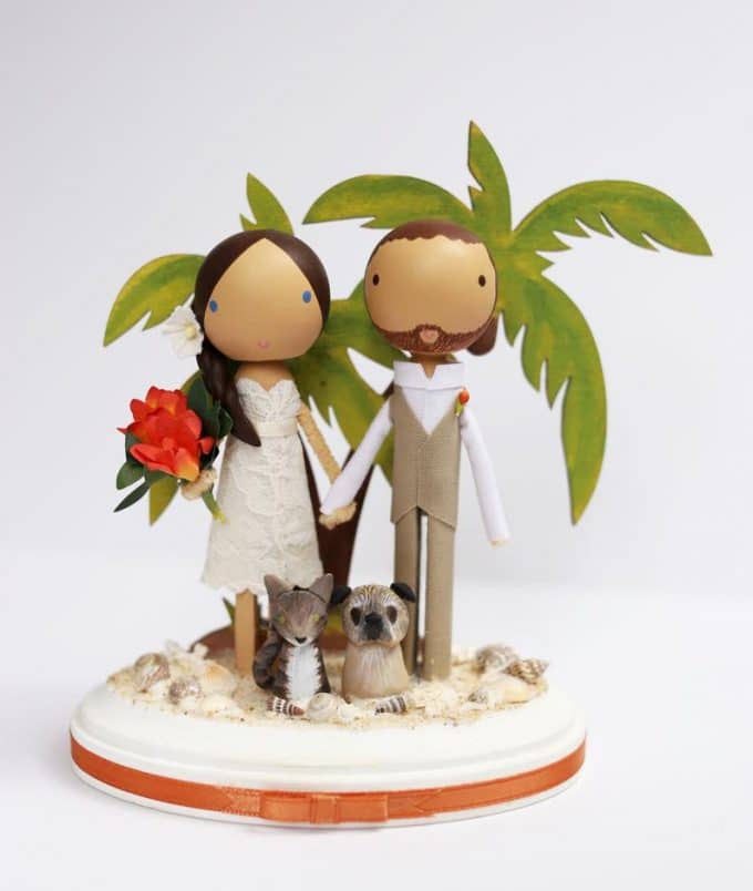 adorable handmade wedding cake topper