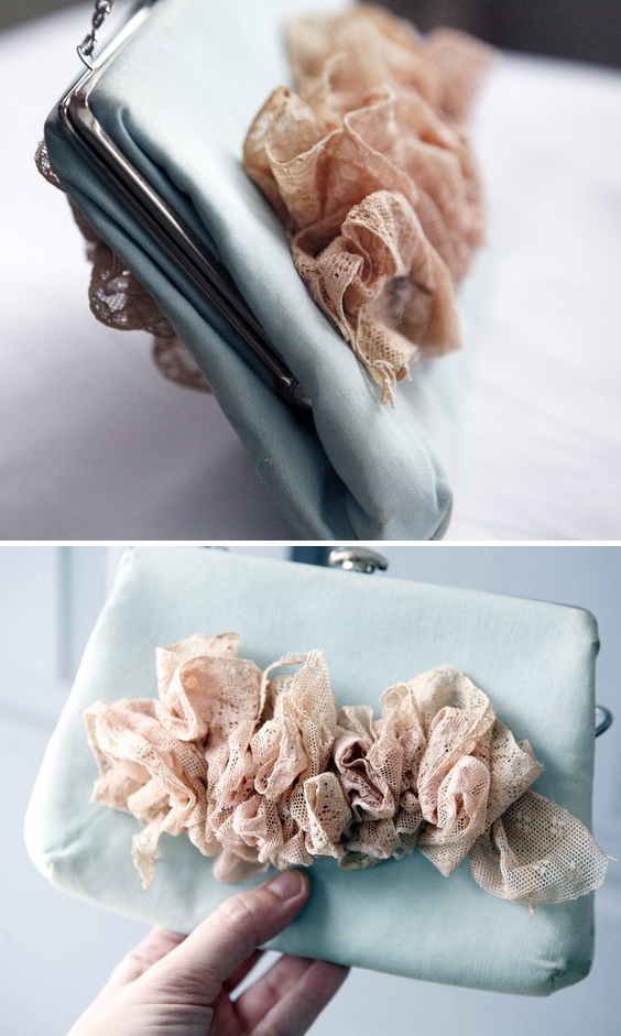 something blue purse with ruffles