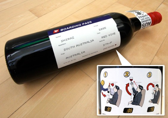 boarding pass wine label