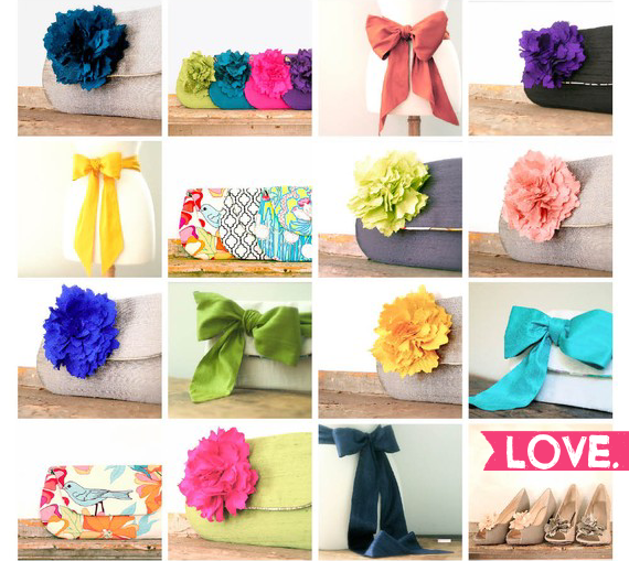 colorful bridesmaid clutches