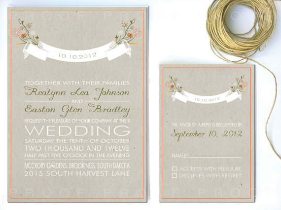 rustic wedding invitations with banner
