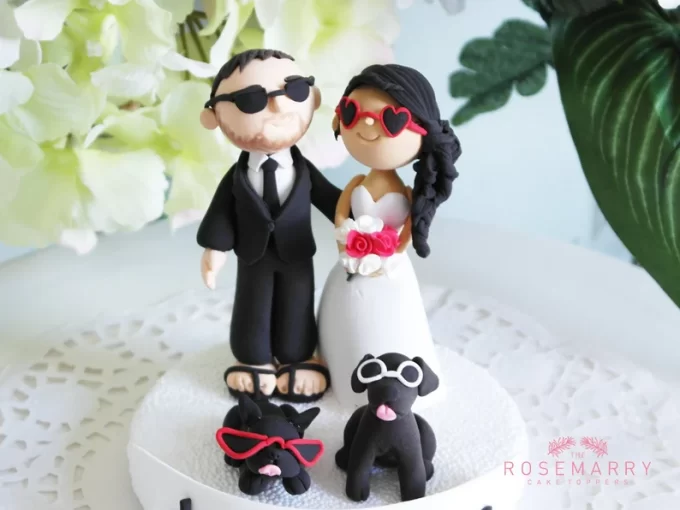 cake topper with dog for wedding