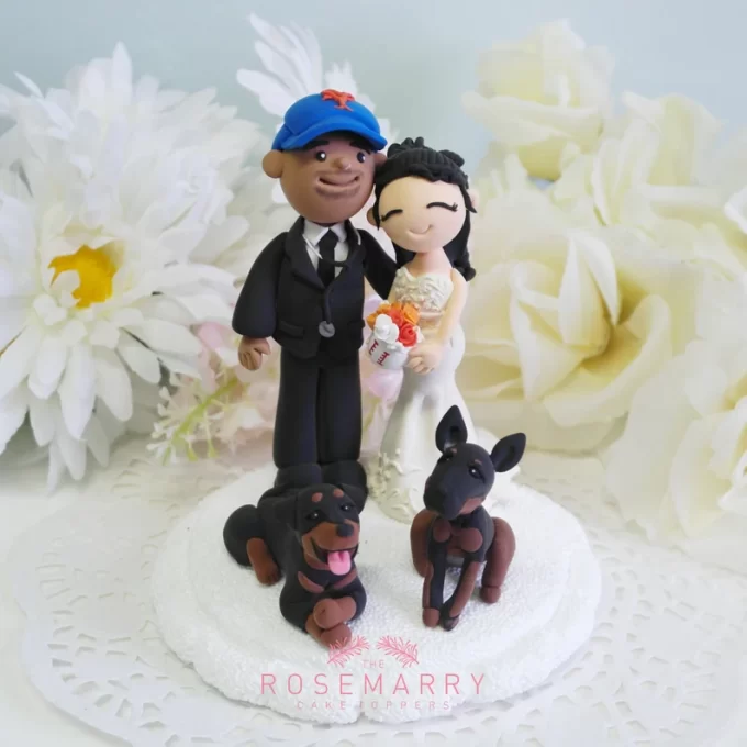 wedding cake topper with dogs