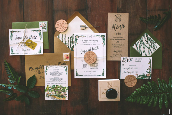 rustic watercolor wedding invitations