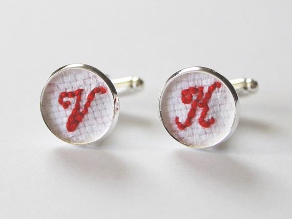 Initial necklaces for bridesmaids, initial cuff links for groomsmen | by Aristocrafts | https://emmalinebride.com/gifts/initial-necklaces-for-bridesmaids/