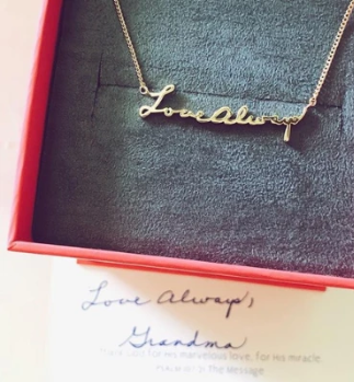 Necklace with deals someone's handwriting