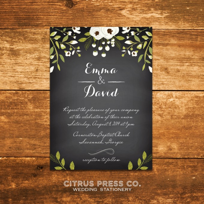 Chalkboard Invitations for Weddings | By Citrus Press Co. | https://emmalinebride.com/wedding/chalkboard-ceremony-program/ ‎
