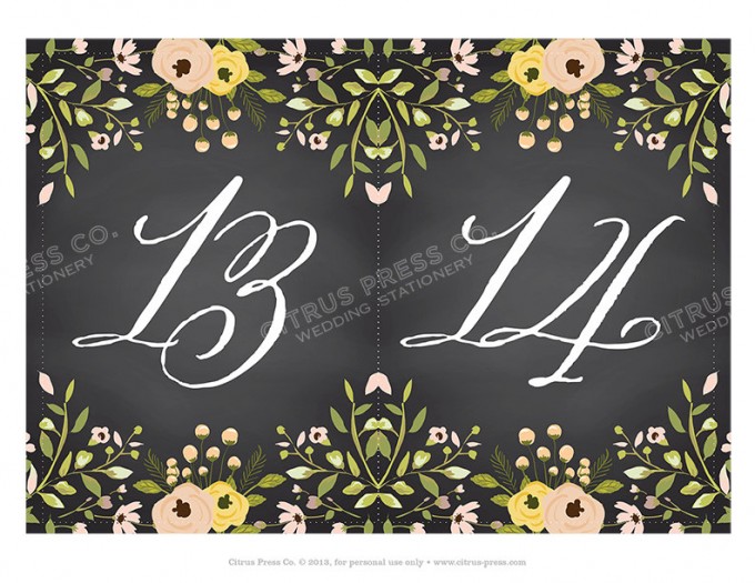 Chalkboard Table Numbers for Weddings | By Citrus Press Co. | https://emmalinebride.com/wedding/chalkboard-ceremony-program/ ‎
